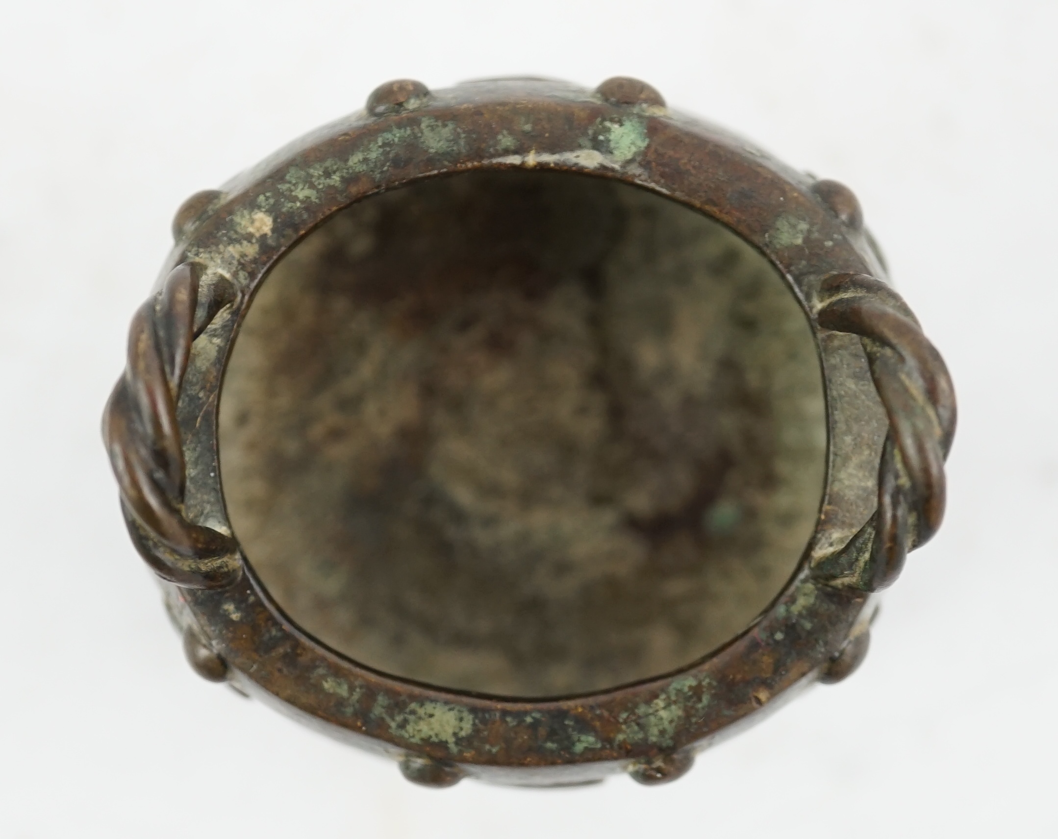 A Chinese miniature bronze censer, Xuande mark, probably 17th/18th century